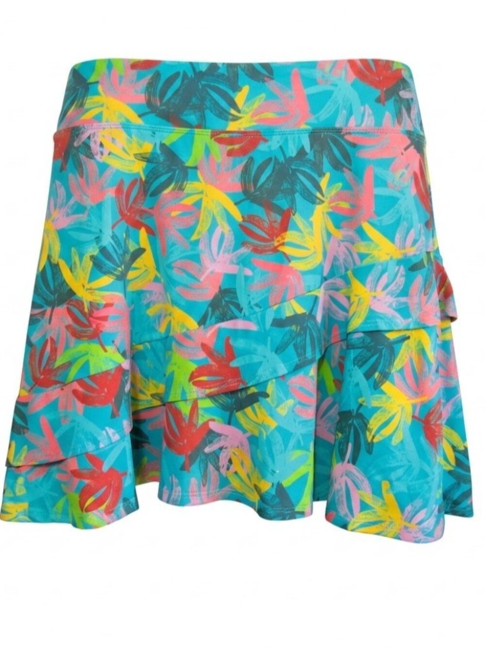 Dona Jo Womens Size 2 L Glide Skort Golf Tennis Pickleball Tropical Ruffle Blue